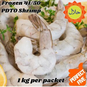Perfect Five Shrimp without Tail  21/25 中虾  ( 1kg ) (with ice 60%)  Min 2 Pkt  Frozen / Seafood