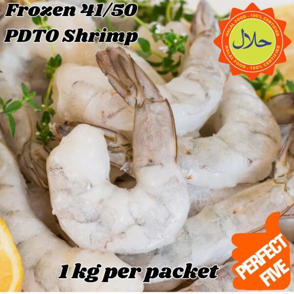 Perfect Five Shrimp without Tail  21/25 中虾  ( 1kg ) (with ice 60%)  Min 2 Pkt  Frozen / Seafood