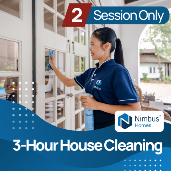 Package of 2x 3-hour Regular House Cleaning by Nimbus Homes | Clean Home Housekeeping Service | Recommended for 4 Room HDB or 2-3 bedroom apartments (Promo Code will be sent to email)