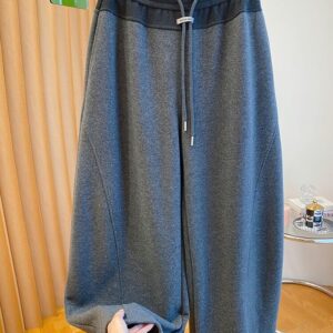 Vintage Color-blocked Drawstring Trousers