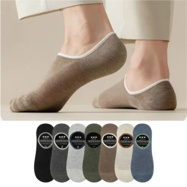 【Thriving】 Soft Silicone Non-slip Men's Socks Anti Odor Thin No-show Sock Mesh Breathable Low Cut Socks Men