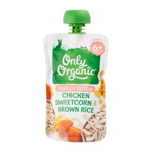 Only Organic Chicken Sweetcorn And Brown Rice 120g - Second Foods For Babies - From 6 Months