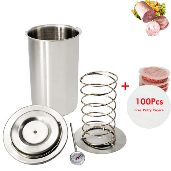 AREYOUCAN Stainless Steel Ham Press Maker Seafood Meat Poultry Tools With 100 Pcs Papers Kitchen Cooking Tools