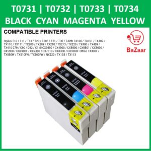 Compatible Ink T0731 T0732 T0733 T0734 Black Cyan Magenta Yellow For CX5900 CX3900 T10 CX8300 CX9300 CX9300F TX400 C90 T11 T13 T13X T20 T20E T30 T40W TX100 TX101 TX110 TX111 TX121 TX121X TX205 TX209 TX409 TX419  TX210 TX220 TX300F TX550W TX510F CX3905