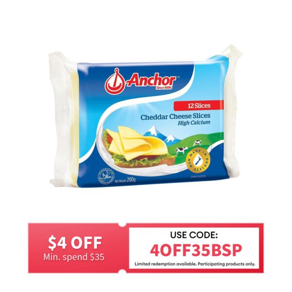 Anchor 12s Cheddar Cheese Slices 200G